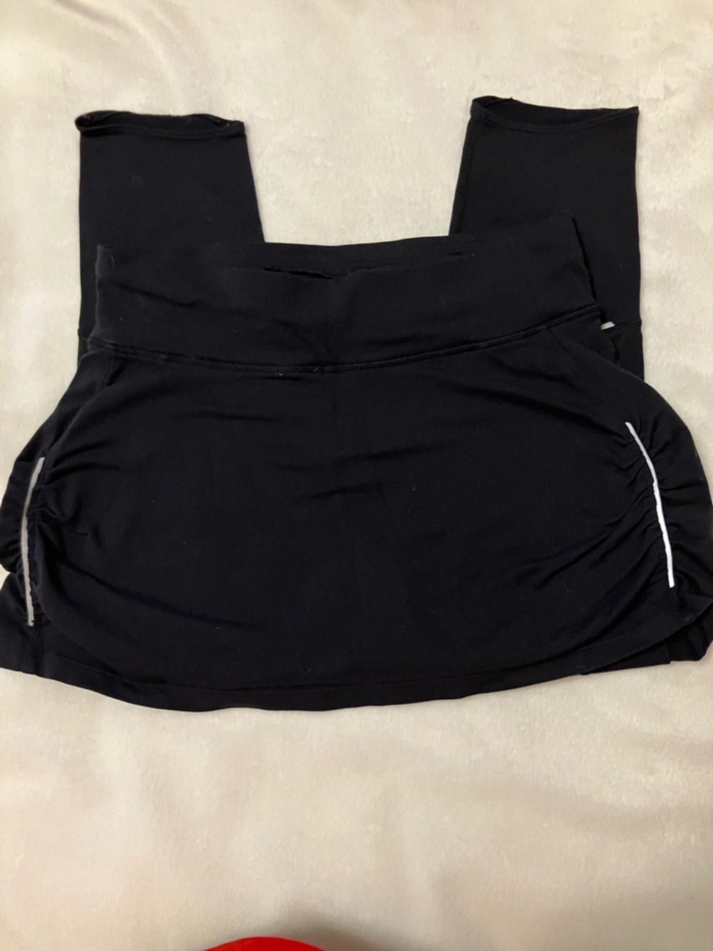 Athleta Skapri Skirted Leggings Women XS Black Ruched Capri